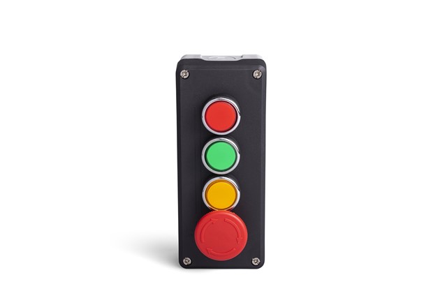 P Series Plastic 4 Holes BDEE + BDDK + BDDS + BDDY + 3* C3BK (NO) + C4BK (NC) Black-Grey Control Box